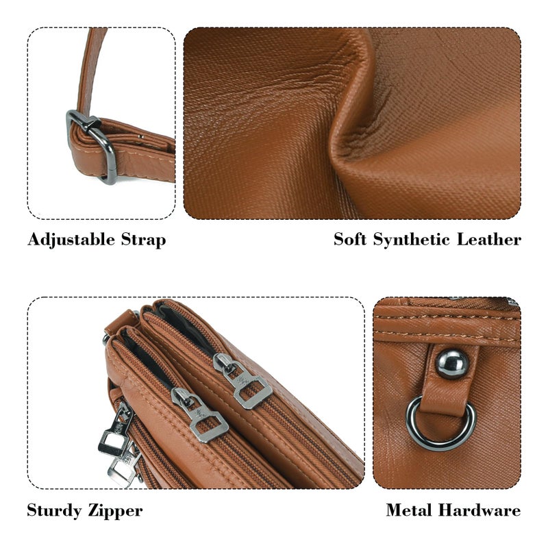 MINICAT Multiple Pockets Small Crossbody Purse Cell Phone Purse Shoulder Bags for Women Cross Body Bag for Woman(Brown Small) - Image 4